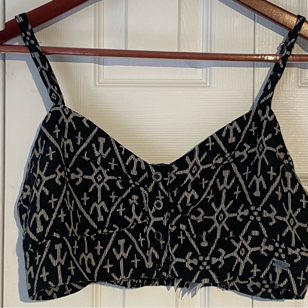 Roxy button up crop top